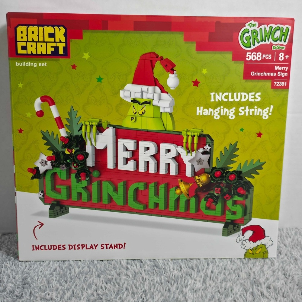 Brickcraft The Grinch Merry Grinchmas Sign Brick Building Kit 568 Pieces Xmas